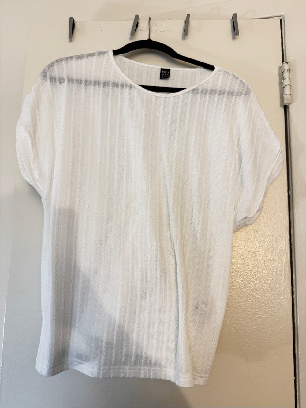 SHEIN White Short-Sleeve Textured Men’s Tee